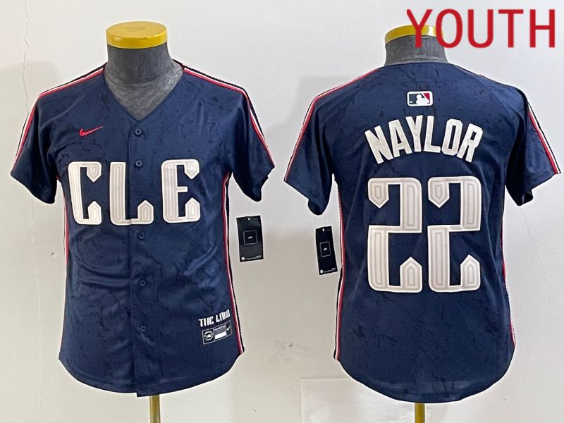 Youth Cleveland Indians #22 Naylor Blue City Edition Nike 2024 MLB Jersey style 1